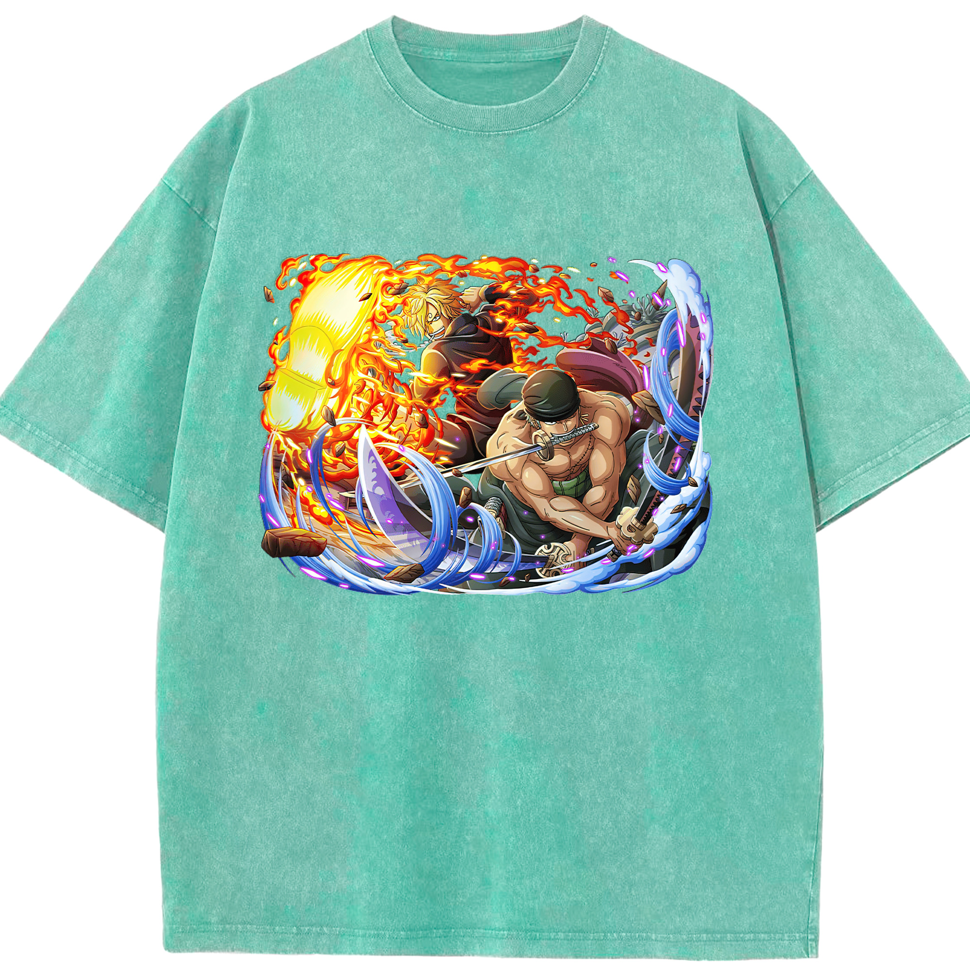 ワンピース ロロノア・ゾロ ONE PIECE Roronoa Zoro 綿100% ヴィンテージ風 半袖Tシャツ（フロントプリント）